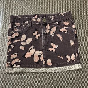 Butterfly Print Kids Skirt with Lace Trim
